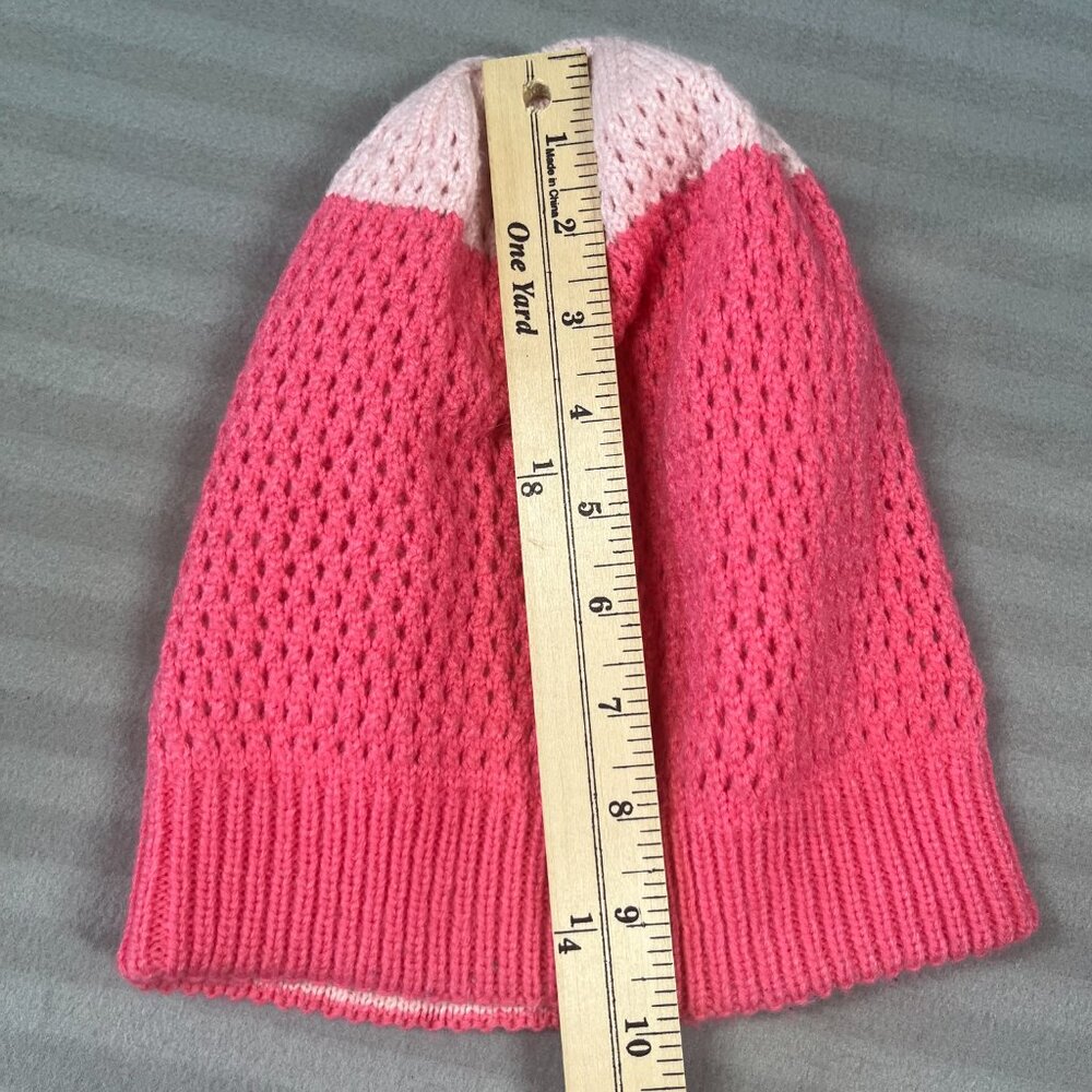 North Face Beanie Kids Medium Blue Pink Colorblock - Picture 7 of 7
